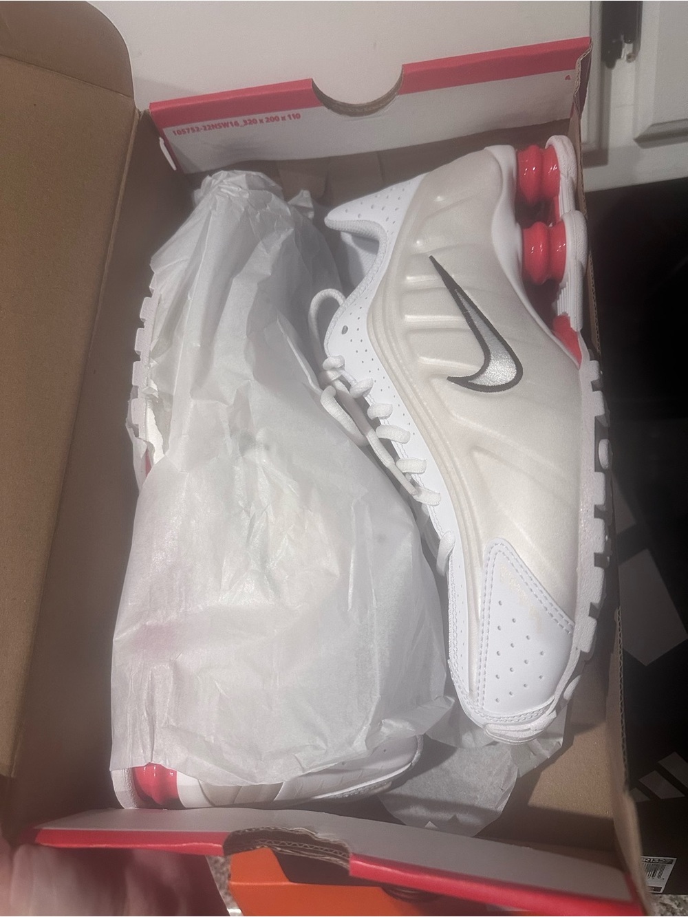 Nike Men’s White with Red Shox Athletic Sneakers